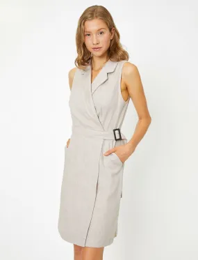 15080 Beige Wrap Dress