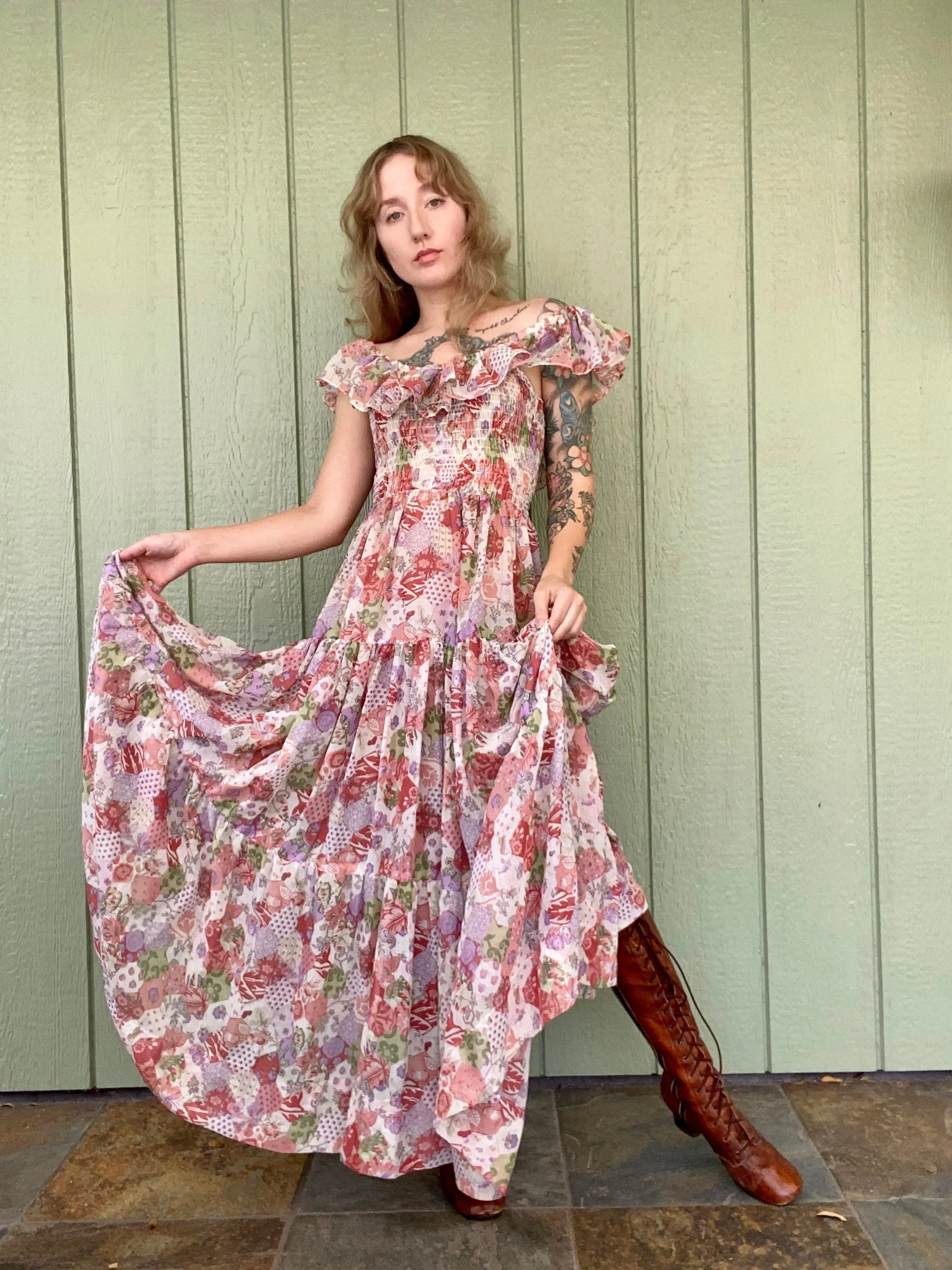 1970s Jack Kramer California floral dress