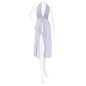 1977 Lilac Cotton-Blend Crocheted Halter Dress