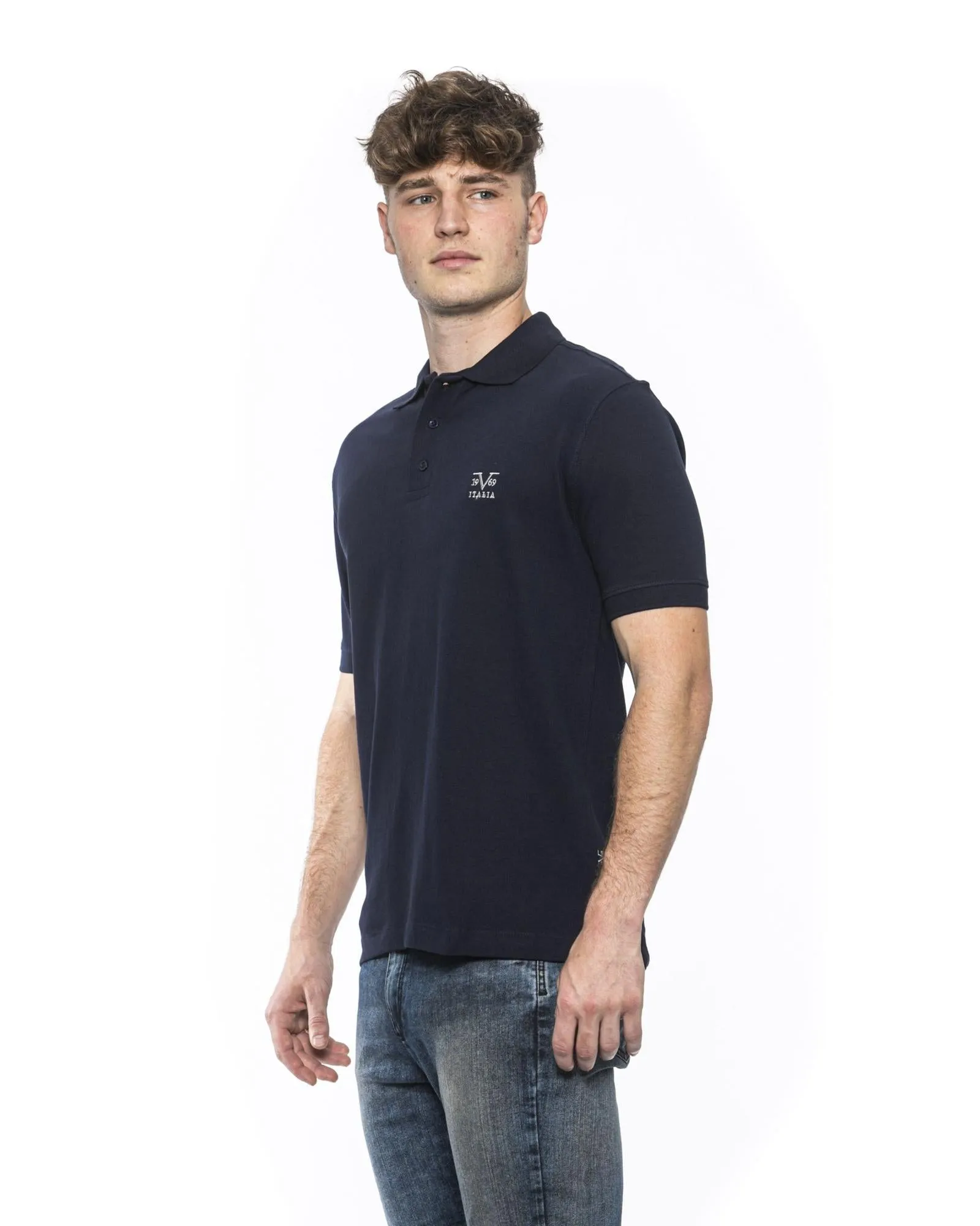 19V69 Italia Men's Navy Polo Shirt  19V69 Italia Classic Fit Short Sleeve Polo Shirt - Navy  Men's Navy Cotton Polo Shirt by 19V69 Italia