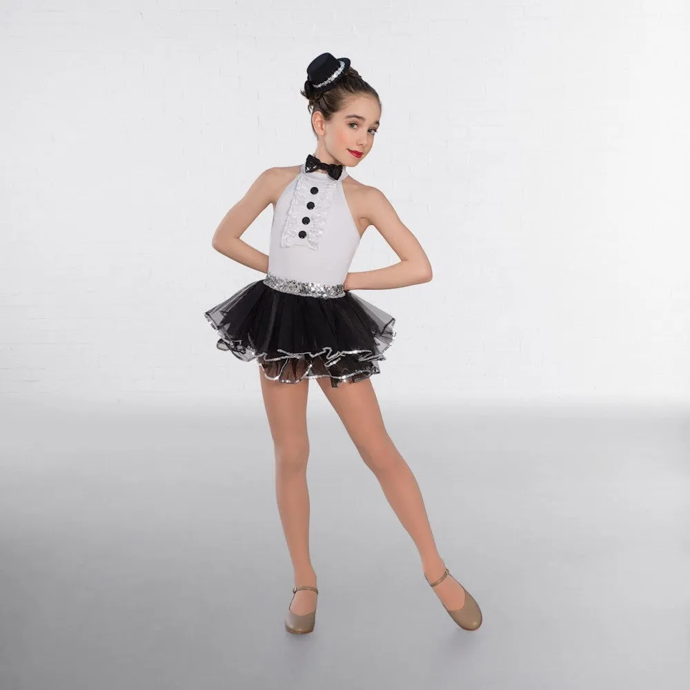 1st Position Frilled Front Glitz Leotard with Bow Tie