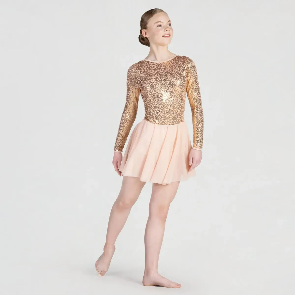 1st Position Long Sleeved Sequin Skirted Leotard