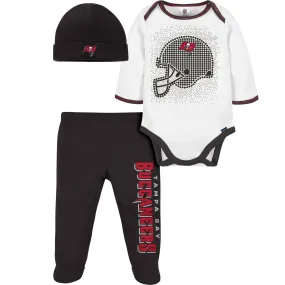 3-Piece Baby Boys Buccaneers Bodysuit, Footed Pant, & Cap Set