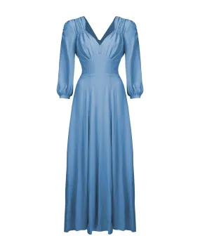 40s 'Marian' Midi Dress - Powder Blue