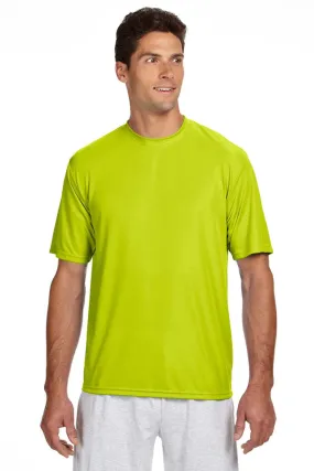 A4 Mens Performance Moisture Wicking Short Sleeve Crewneck T-Shirt - Safety Yellow