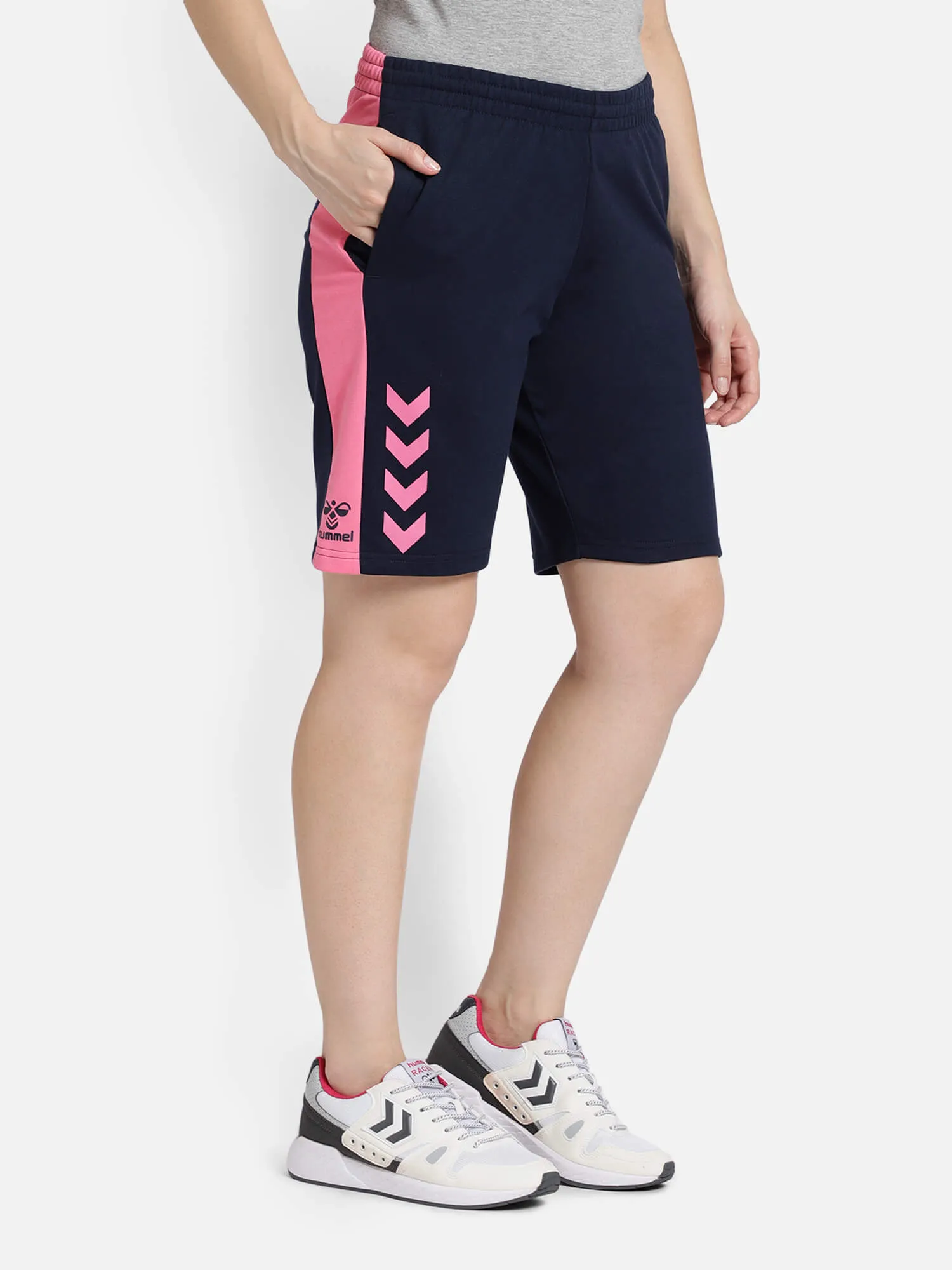 Action Women Cotton Blue & Pink Short