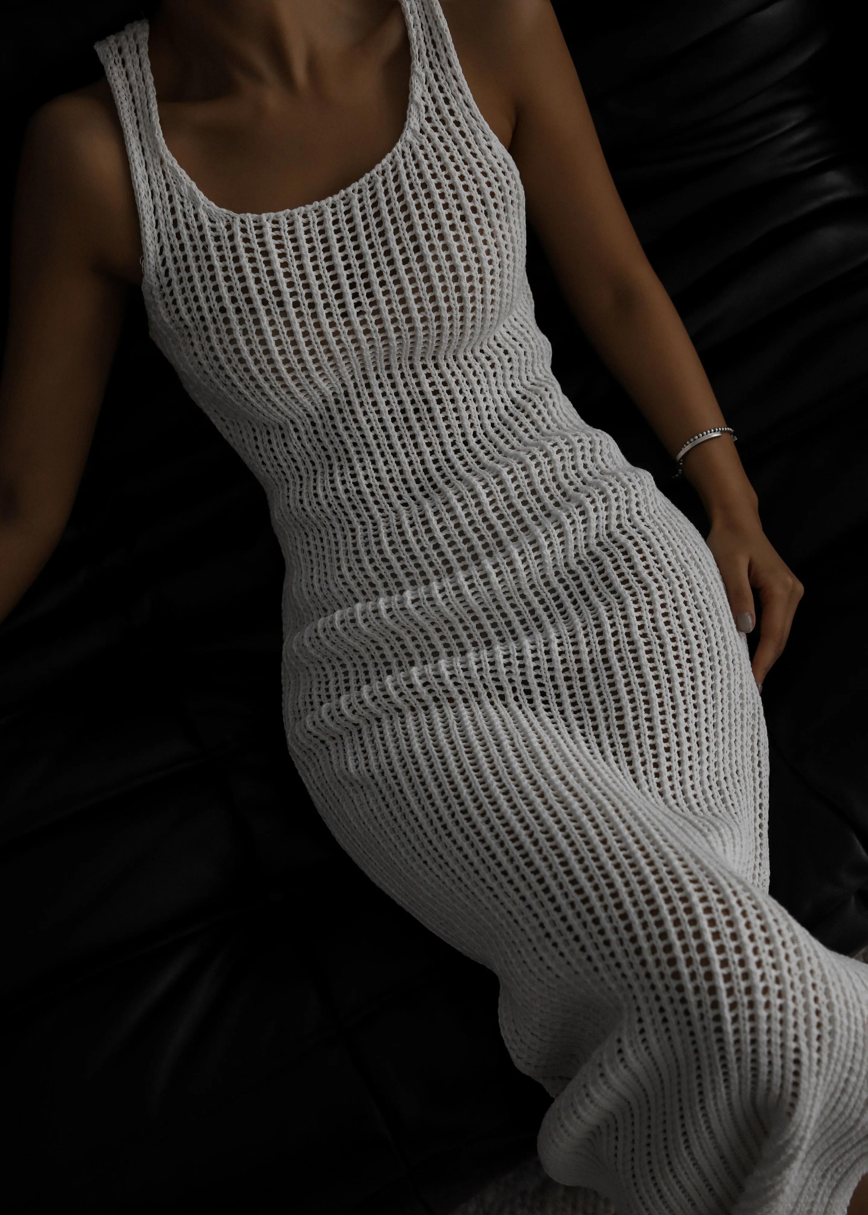 Adrienna Crochet Maxi Dress - White