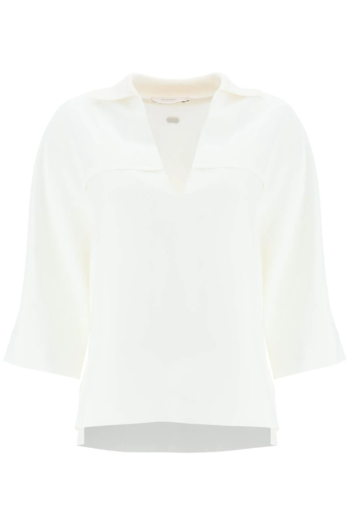 Agnona linen viscose polo blouse