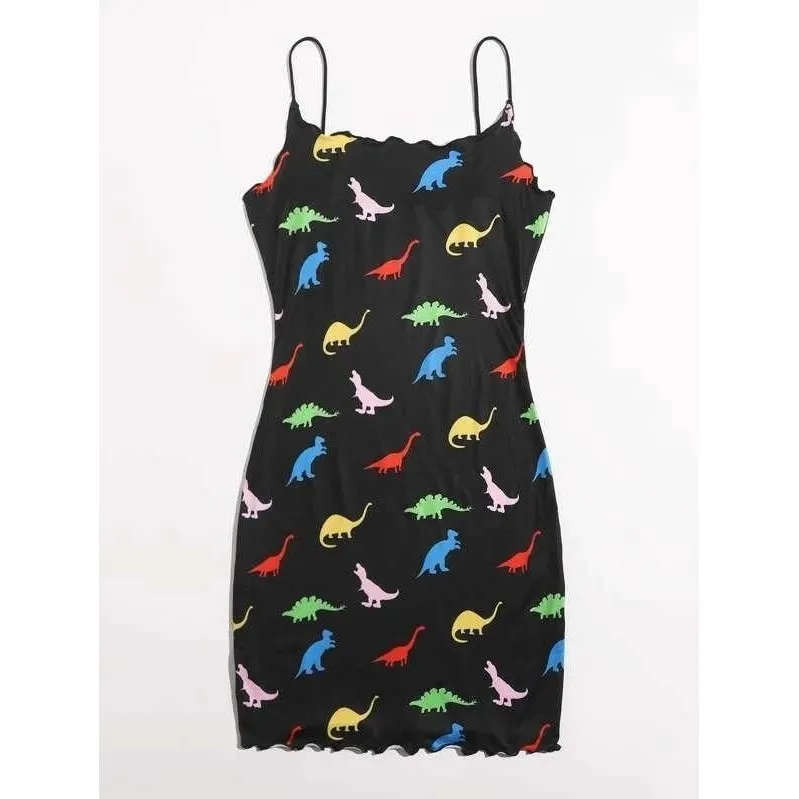 Allover Dinosaur Print Bodycon Dress