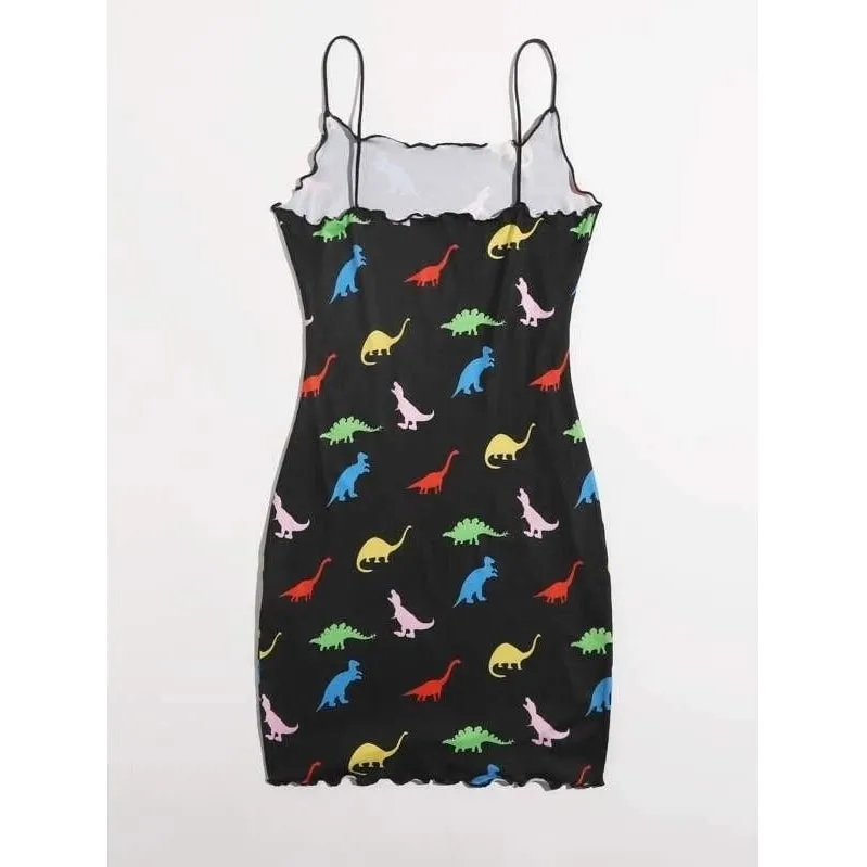 Allover Dinosaur Print Bodycon Dress