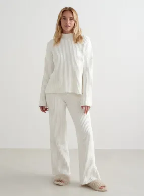 Almond White Rib Knit Set