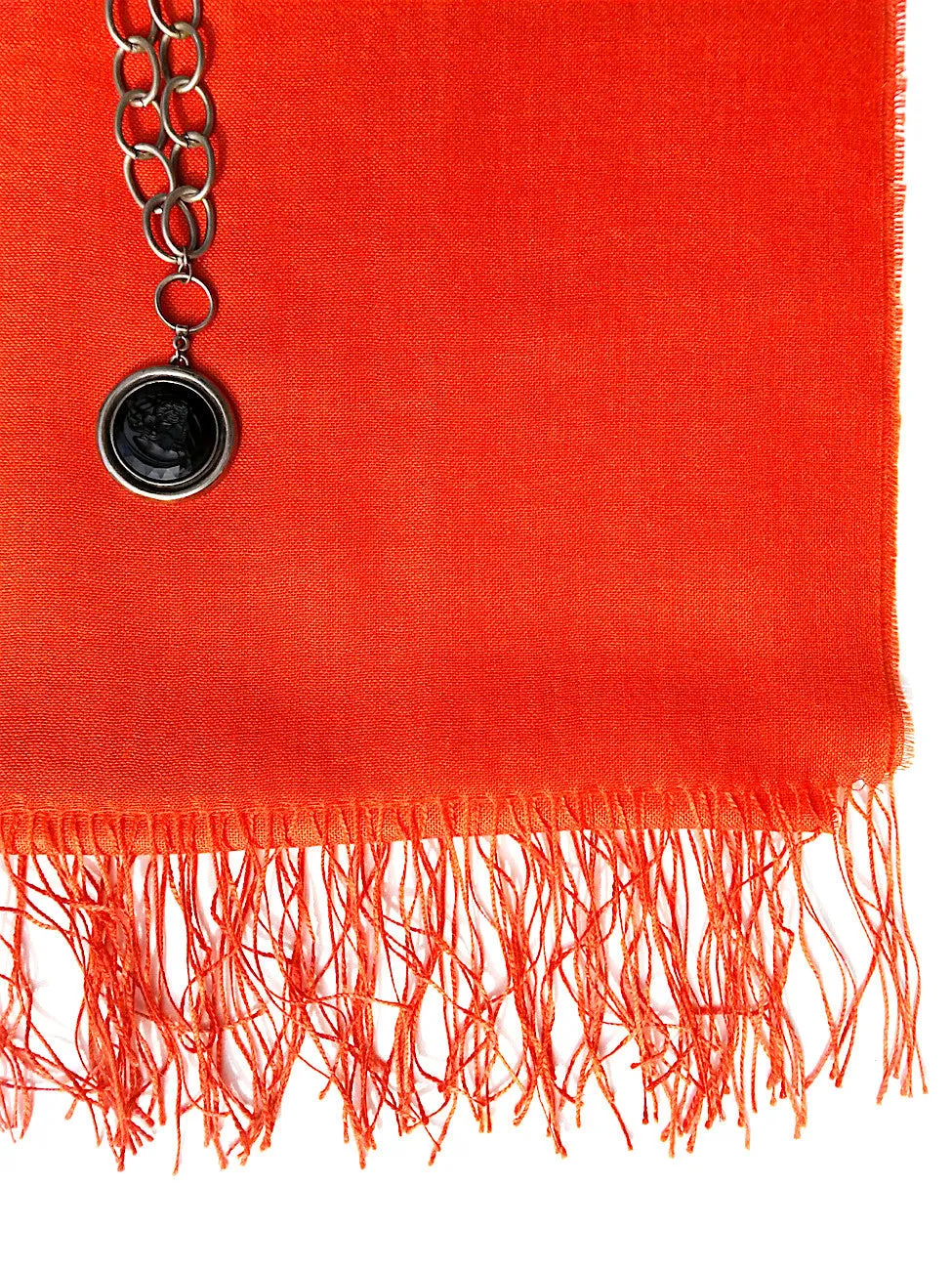 Alpaca and Silk Gauzy Shawl Hot Orange