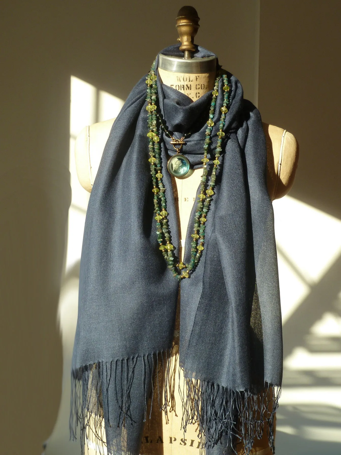 Alpaca and Silk Gauzy Shawl Indigo