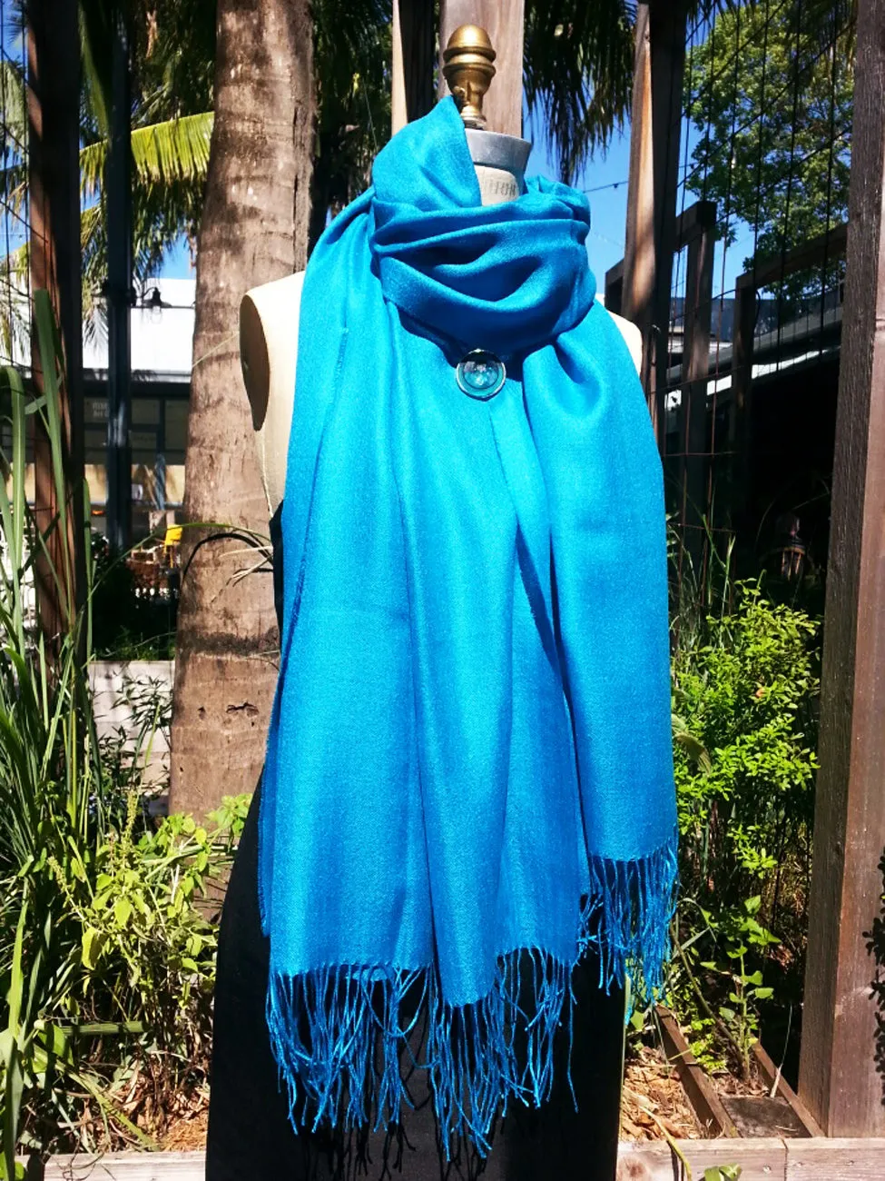 Alpaca and Silk Gauzy Shawl Turquoise