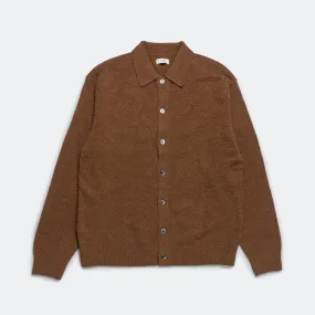 Alpaca Mix Polo Cardigan - Light Brown