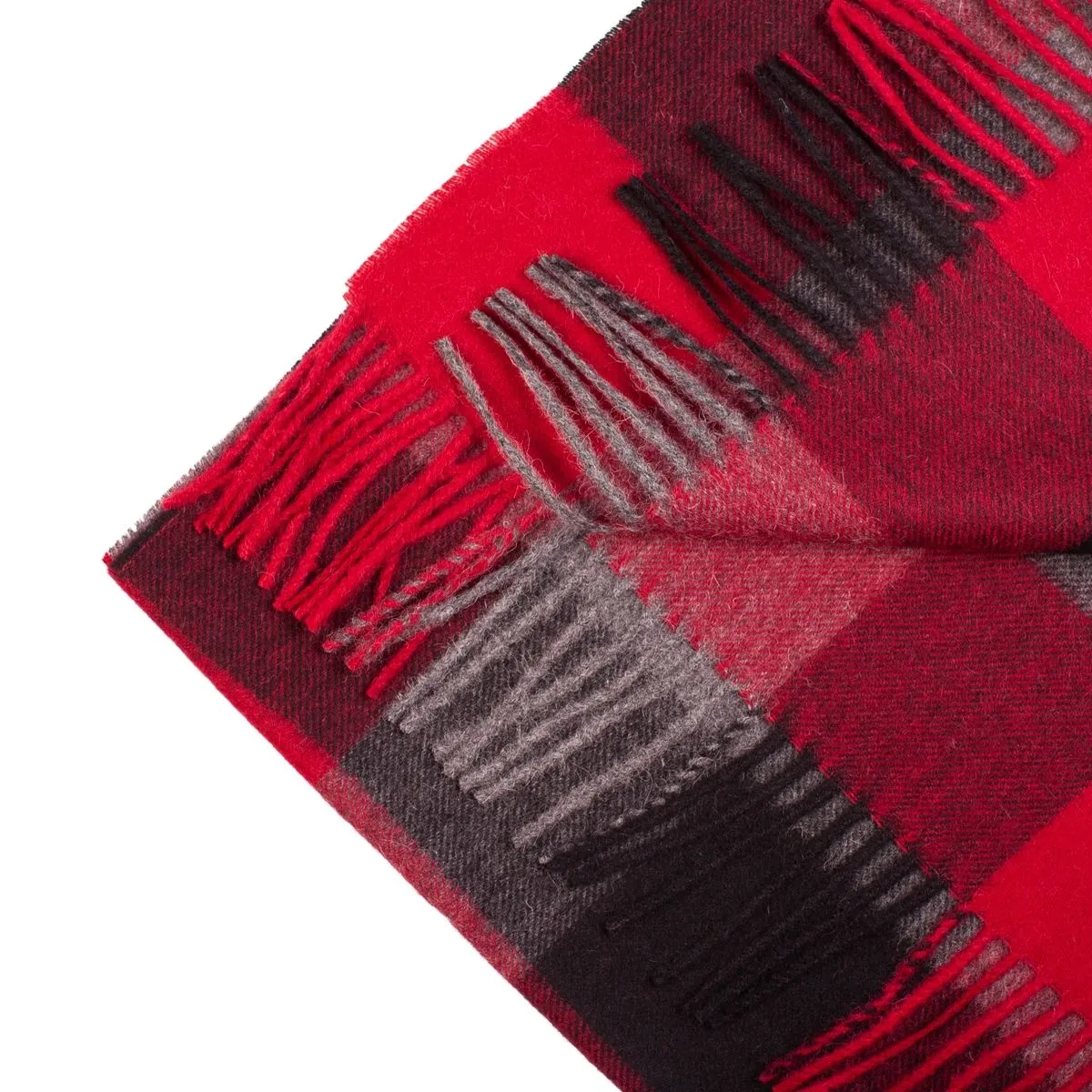 Alpaca Wool Red Check Scarf