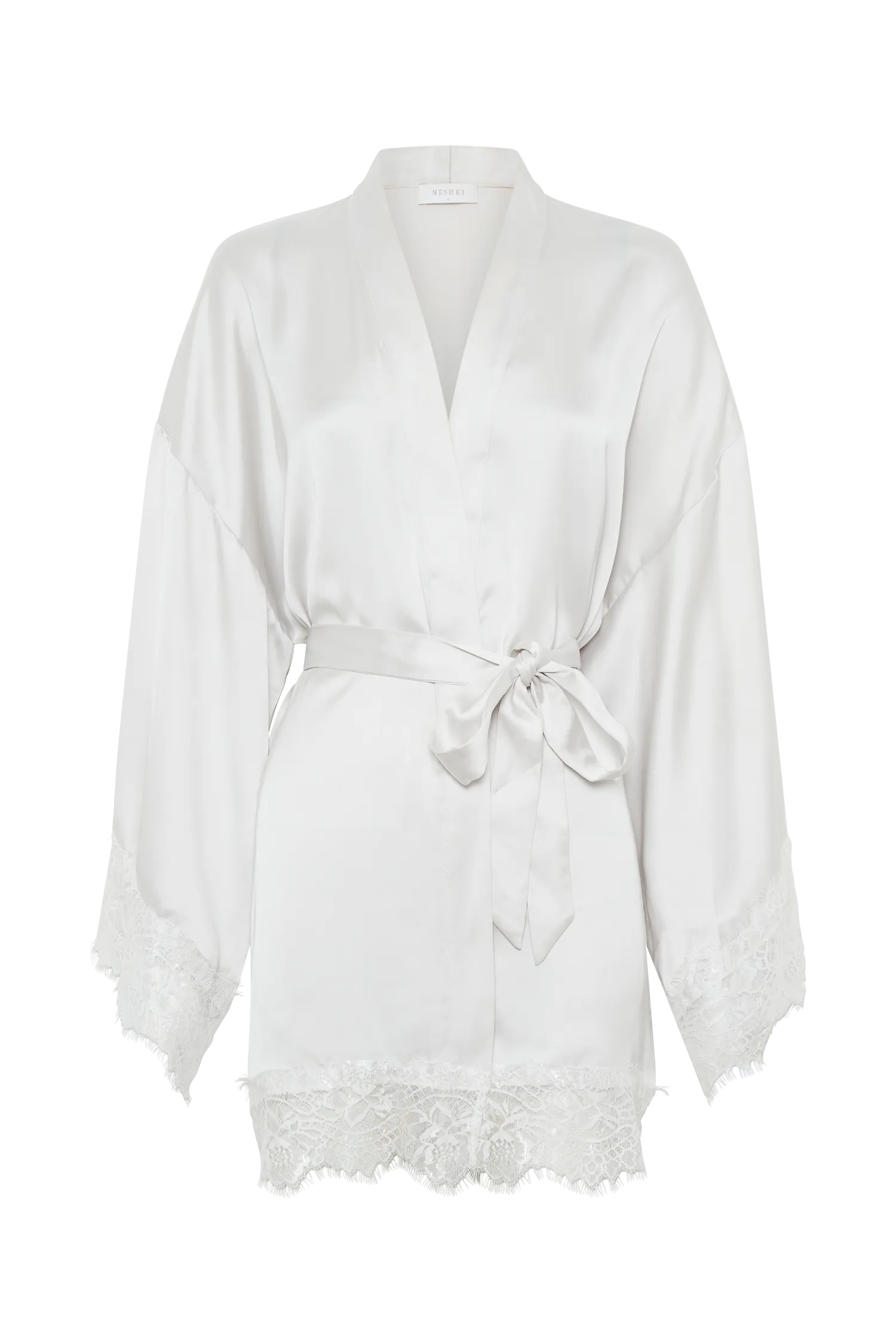 Annabeth Lace Trim Bridal Robe - White