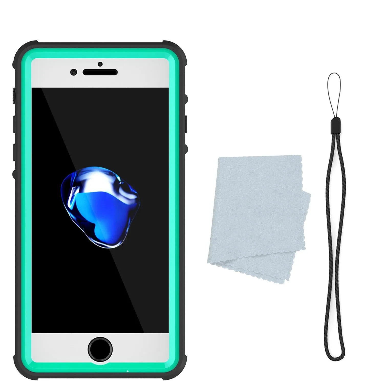 Apple iPhone 7 Waterproof Case, PUNKcase CRYSTAL Teal W/ Attached Screen Protector  | Warranty