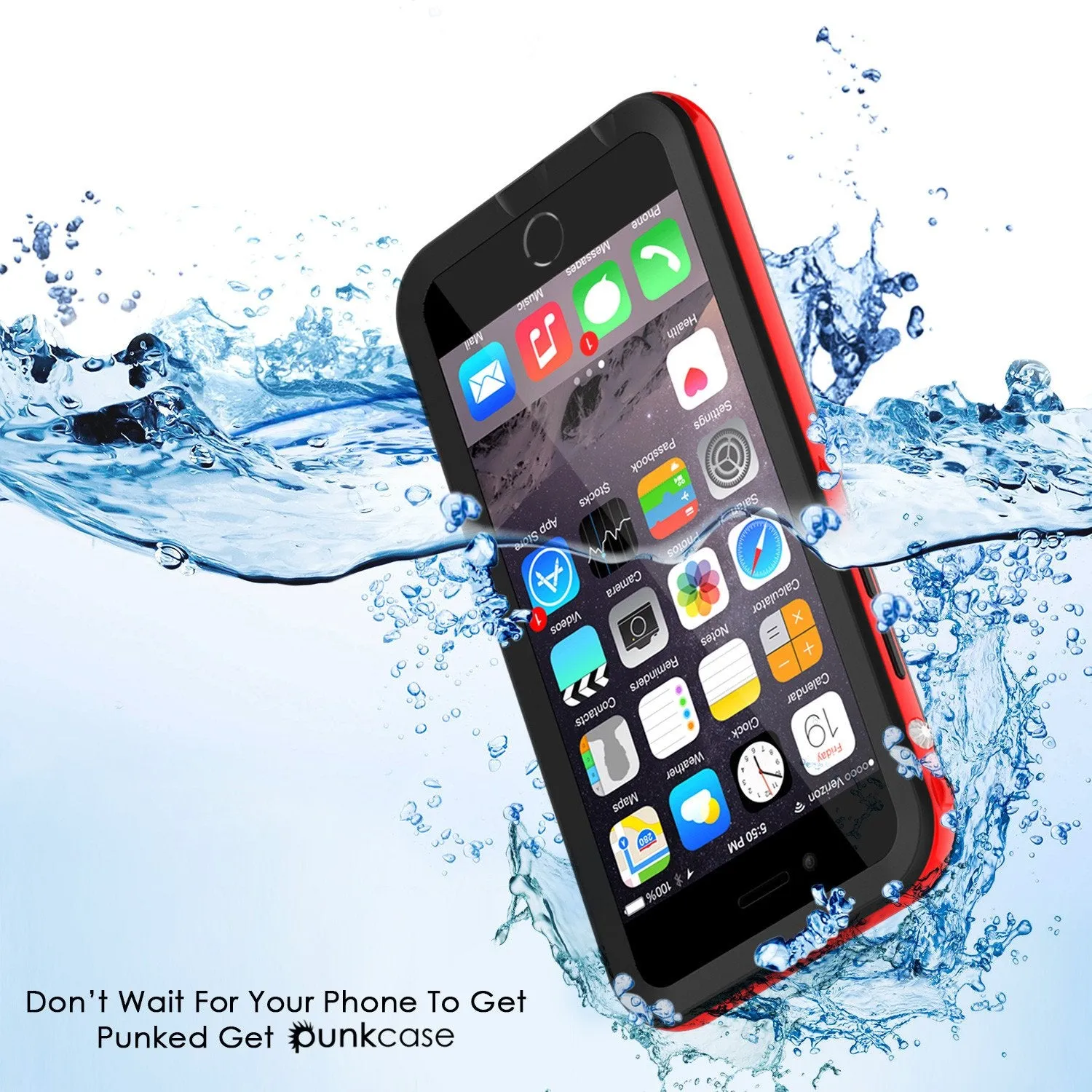 Apple iPhone 8 Waterproof Case, PUNKcase CRYSTAL 2.0 Red W/ Attached Screen Protector  | Warranty