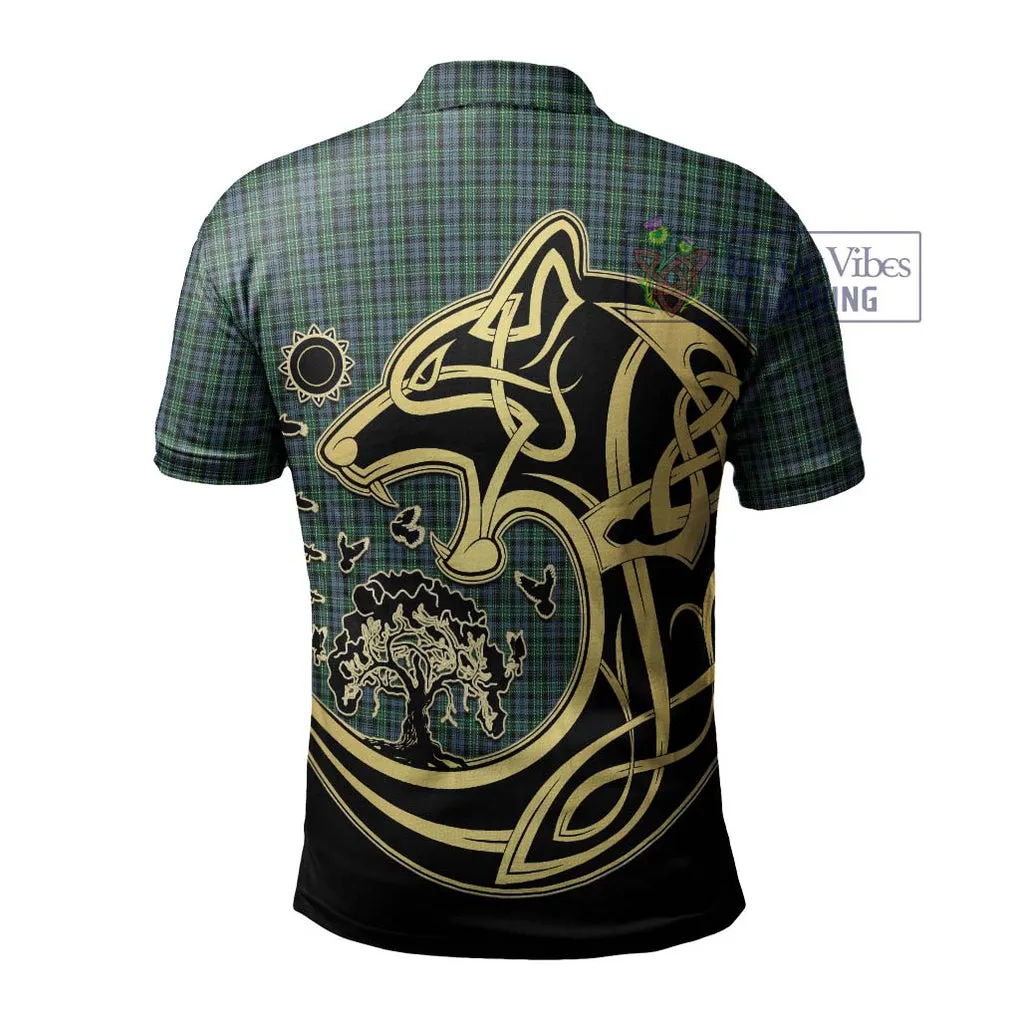 Arbuthnot Tartan Polo Shirt with Family Crest Celtic Wolf Style