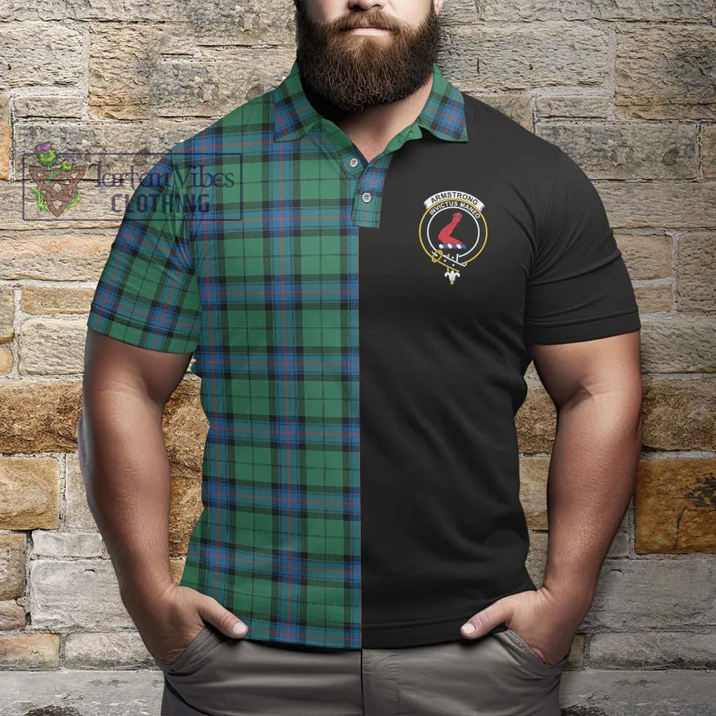 Armstrong Ancient Tartan Polo Shirt with Family Crest and Half Of Me Style