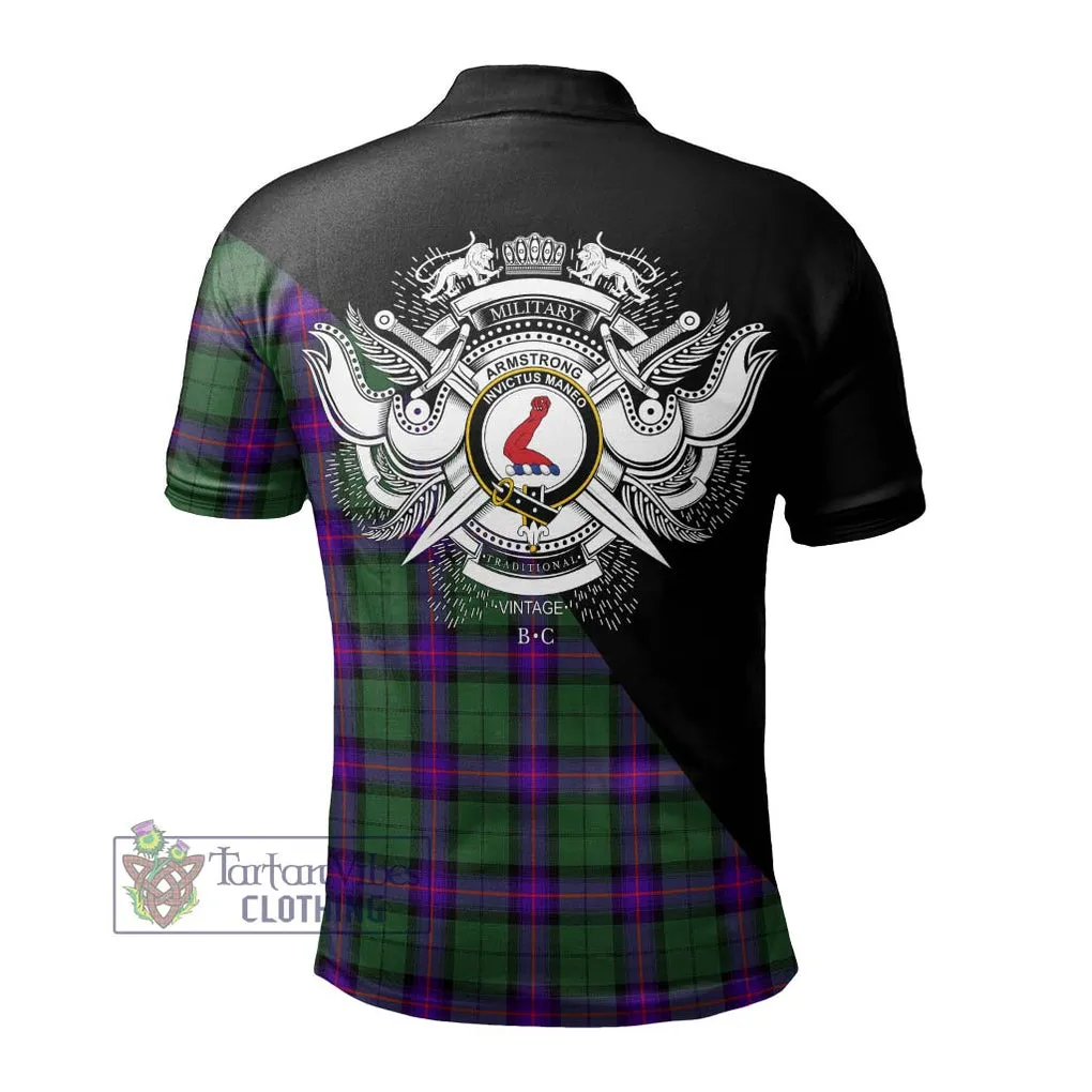 Armstrong Modern Tartan Polo Shirt with Family Crest and Military Logo Style