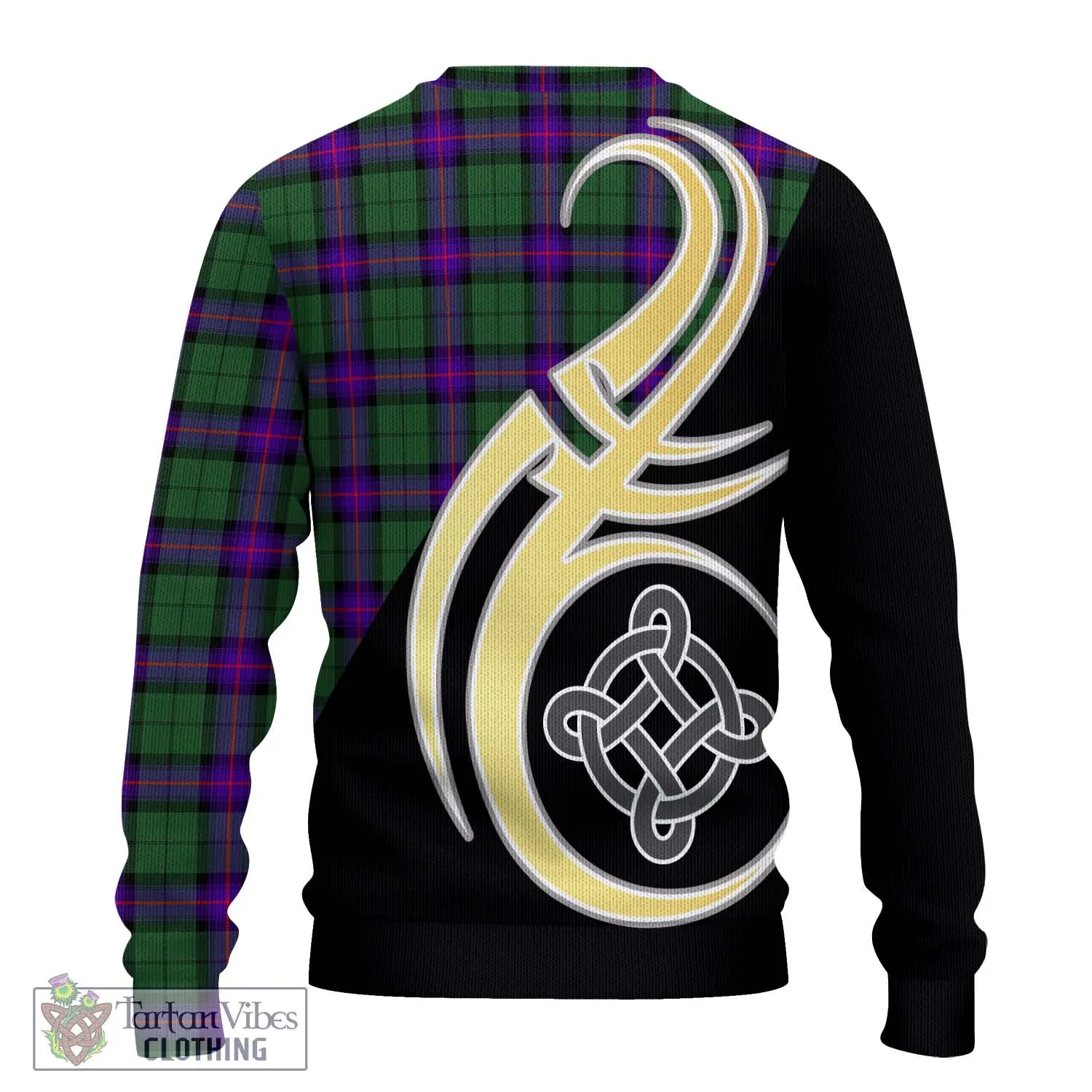 Armstrong Modern Tartan Ugly Sweater with Family Crest and Celtic Symbol Style