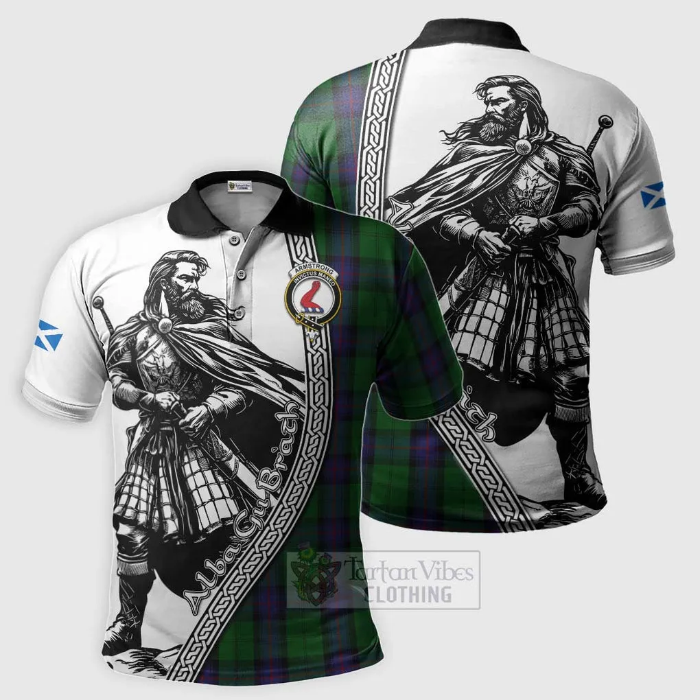 Armstrong Tartan Clan Crest Polo Shirt with Highlander Warrior Celtic Style