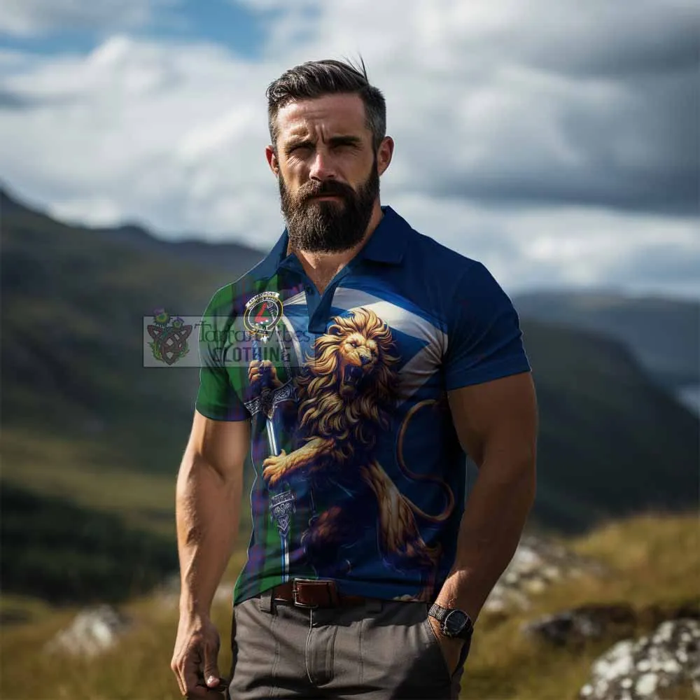 Armstrong Tartan Family Crest Men's Polo Shirt with Scottish Majestic Lion