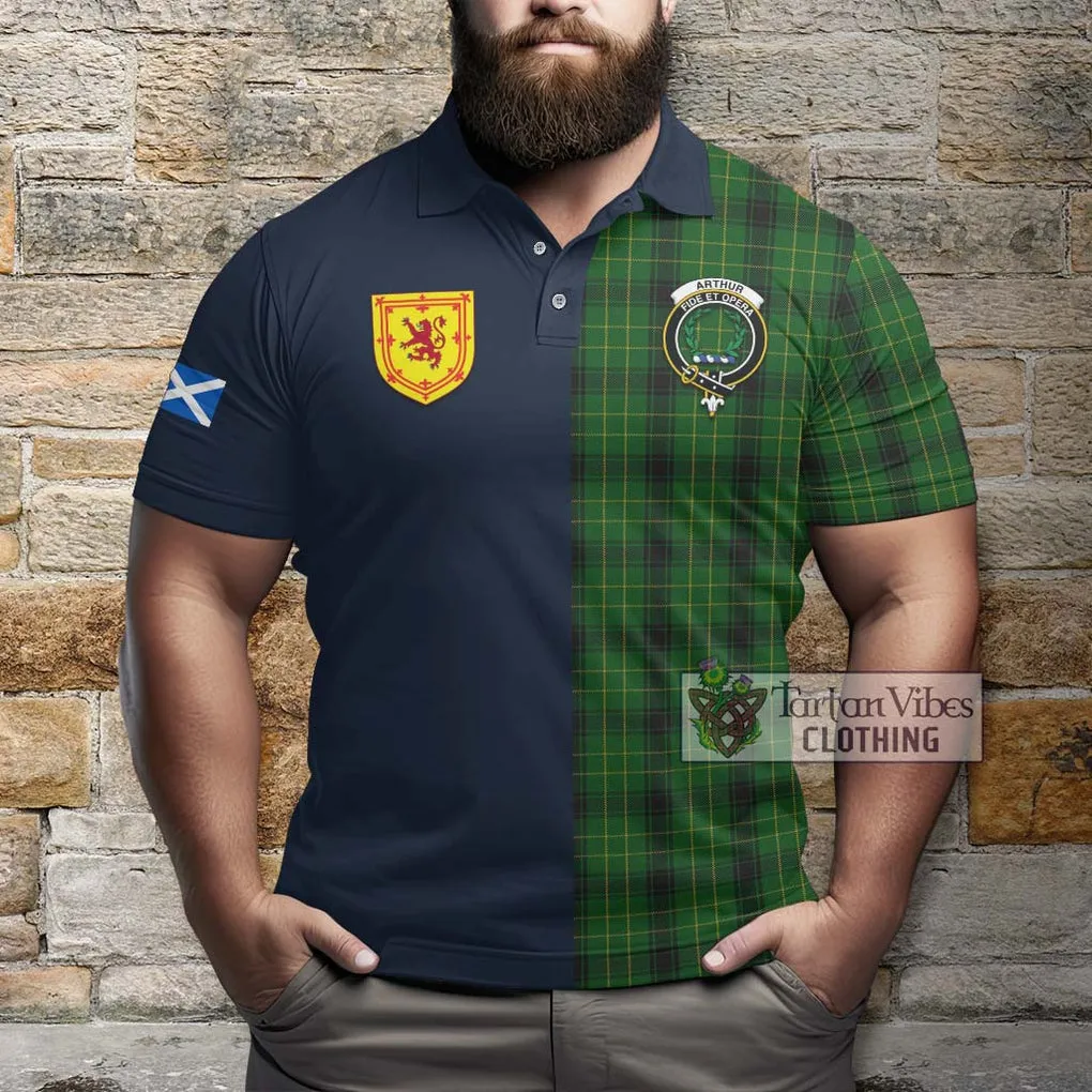 Arthur Highland Tartan Polo Shirt Alba with Scottish Lion Royal Arm Half Style