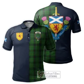 Arthur Highland Tartan Polo Shirt Alba with Scottish Lion Royal Arm Half Style