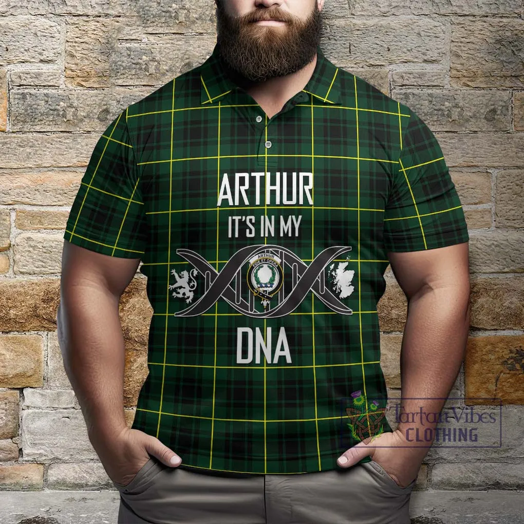 Arthur Modern Tartan Polo Shirt with Family Crest DNA In Me Style