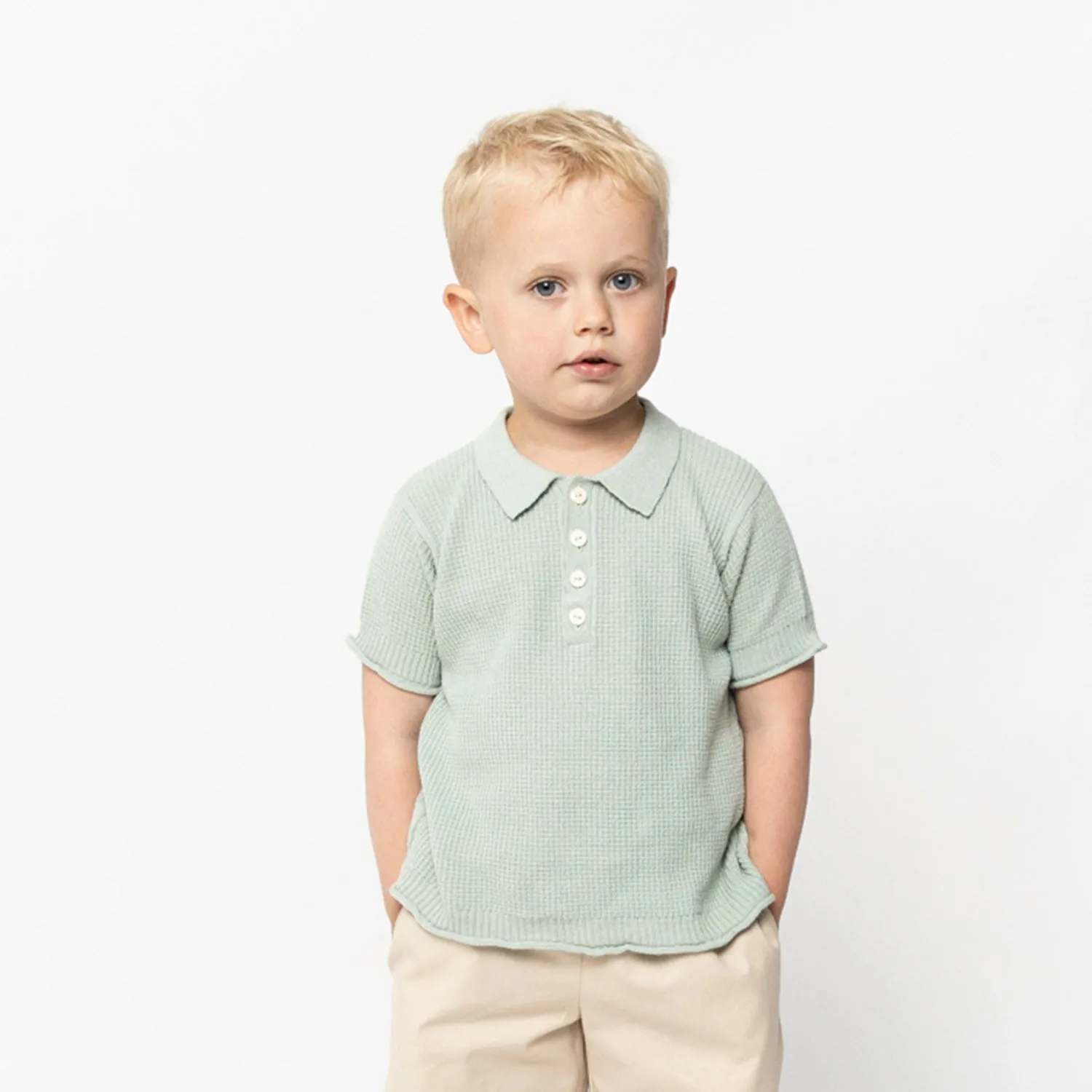 Baby & Kids Cotton/Alpaca Riviera Polo - Pale Mint