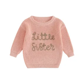 Baby Girls Deluxe Sweater - LITTLE SISTER - to 18M