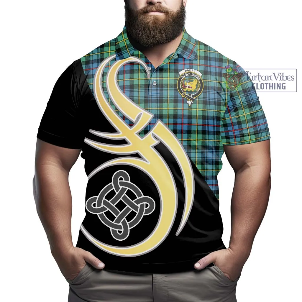 Bailey Ancient Tartan Polo Shirt with Family Crest and Celtic Symbol Style