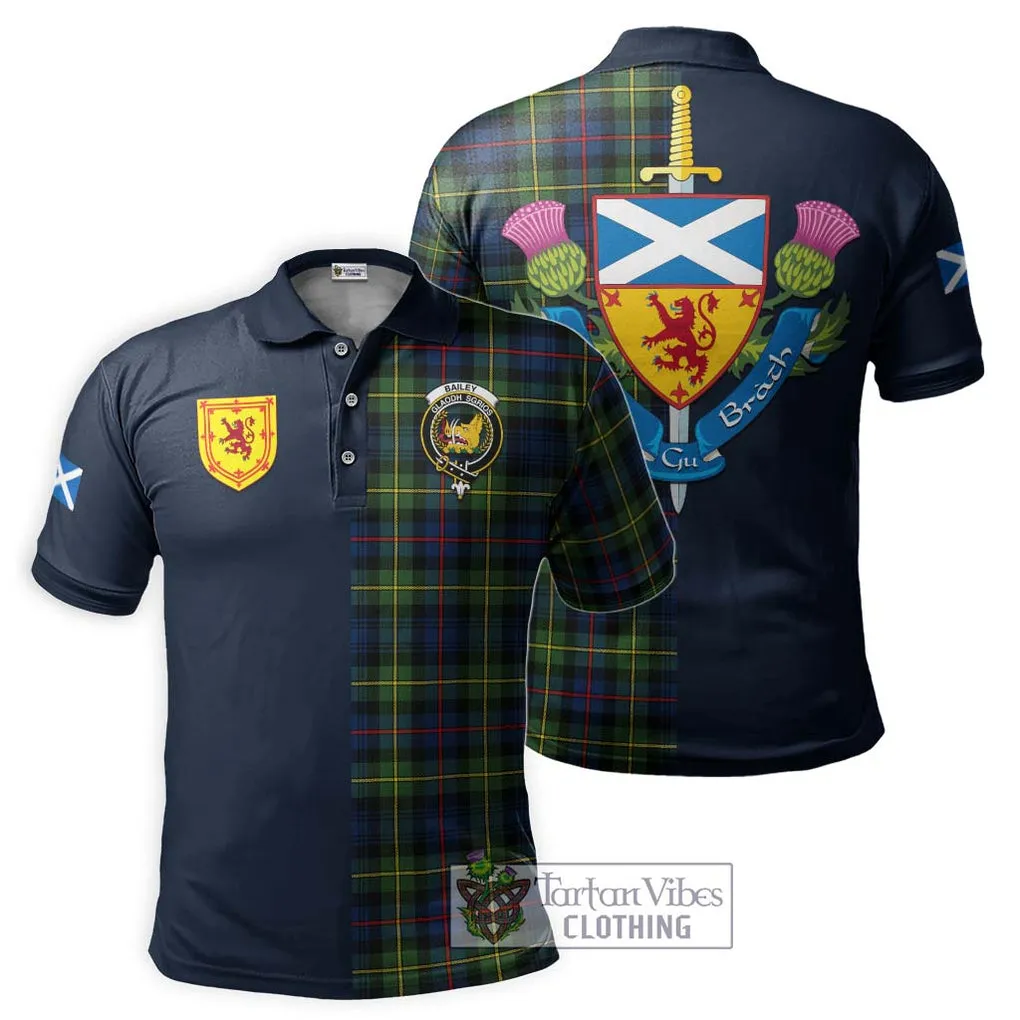 Bailey Modern Tartan Polo Shirt Alba with Scottish Lion Royal Arm Half Style