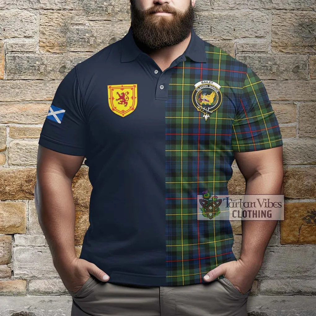 Bailey Modern Tartan Polo Shirt Alba with Scottish Lion Royal Arm Half Style