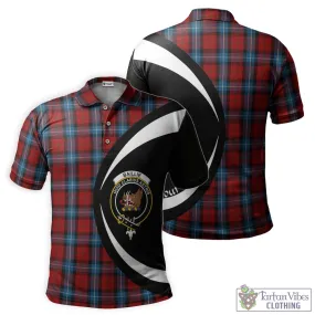 Baillie of Polkemmet Red Tartan Men's Polo Shirt with Family Crest Circle Style