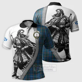 Bain Tartan Clan Crest Polo Shirt with Highlander Warrior Celtic Style