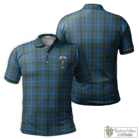 Bain Tartan Men's Pocket Polo Shirt with Family Crest