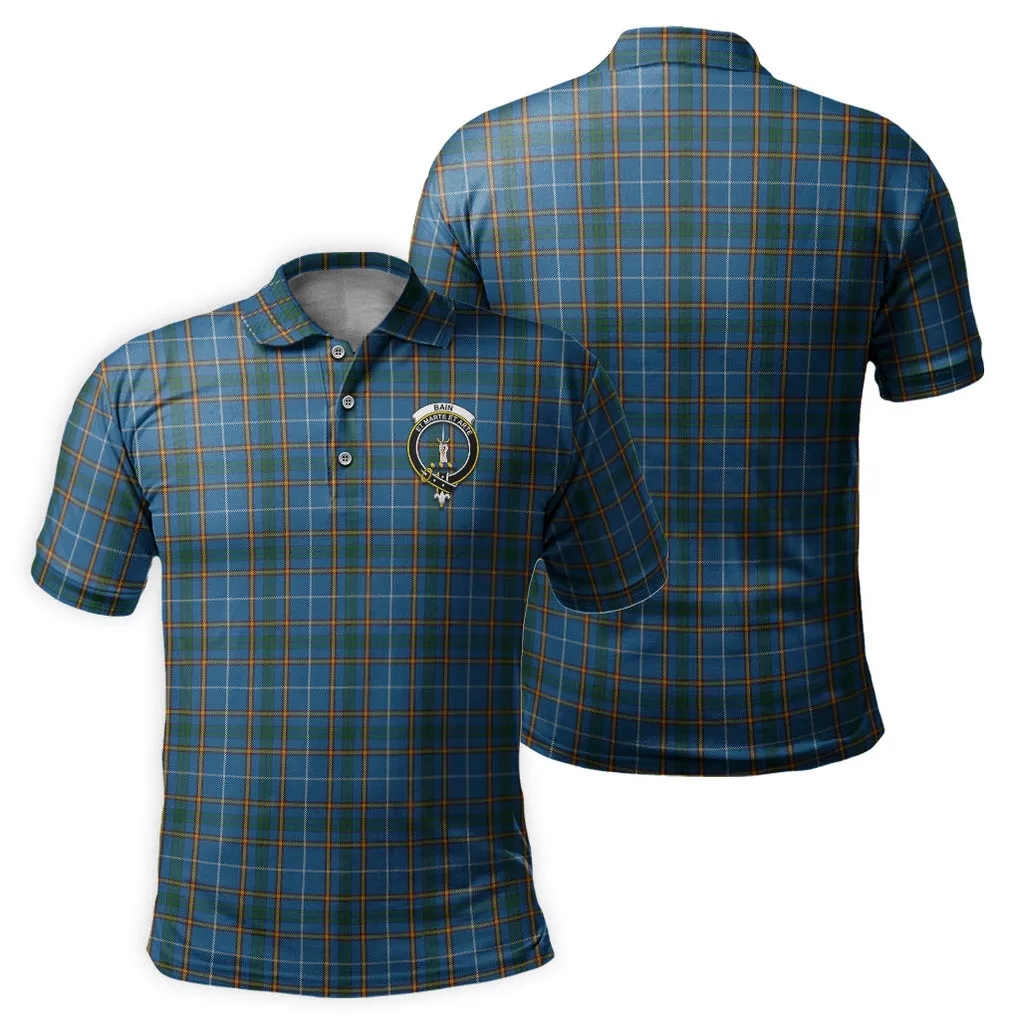 Bain Tartan Men's Polo Shirt with Family Crest