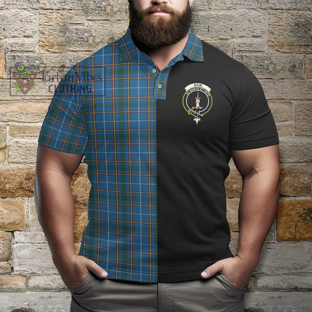 Bain Tartan Polo Shirt with Family Crest and Half Of Me Style