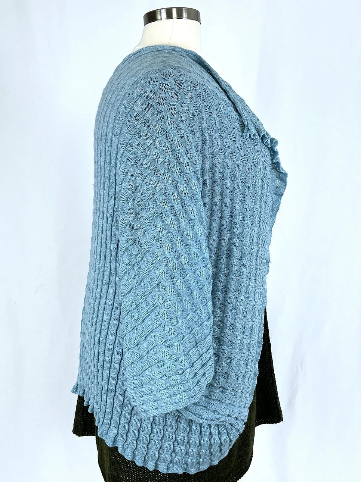 Beyond Threads Size S/M Open Size Aqua Textured Shawl Cardigan