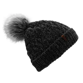 Black Chenille Cable Knit - Beanie Hat Adult