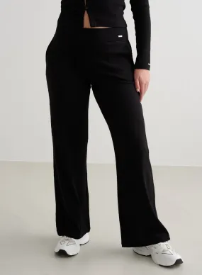 Black Ease Ribbed Wide Pants