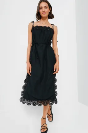 Black Rosina Embroidery Slip Dress