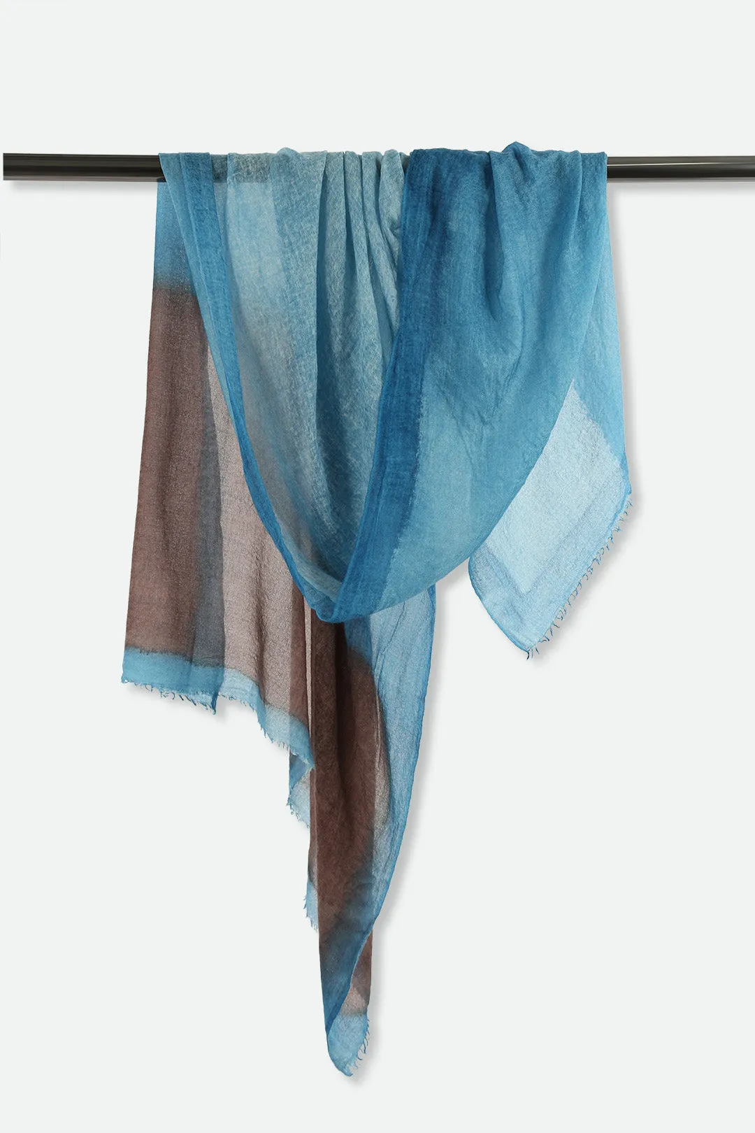 BORDERED EARTH SCARF IN HAND DYED CASHMERE