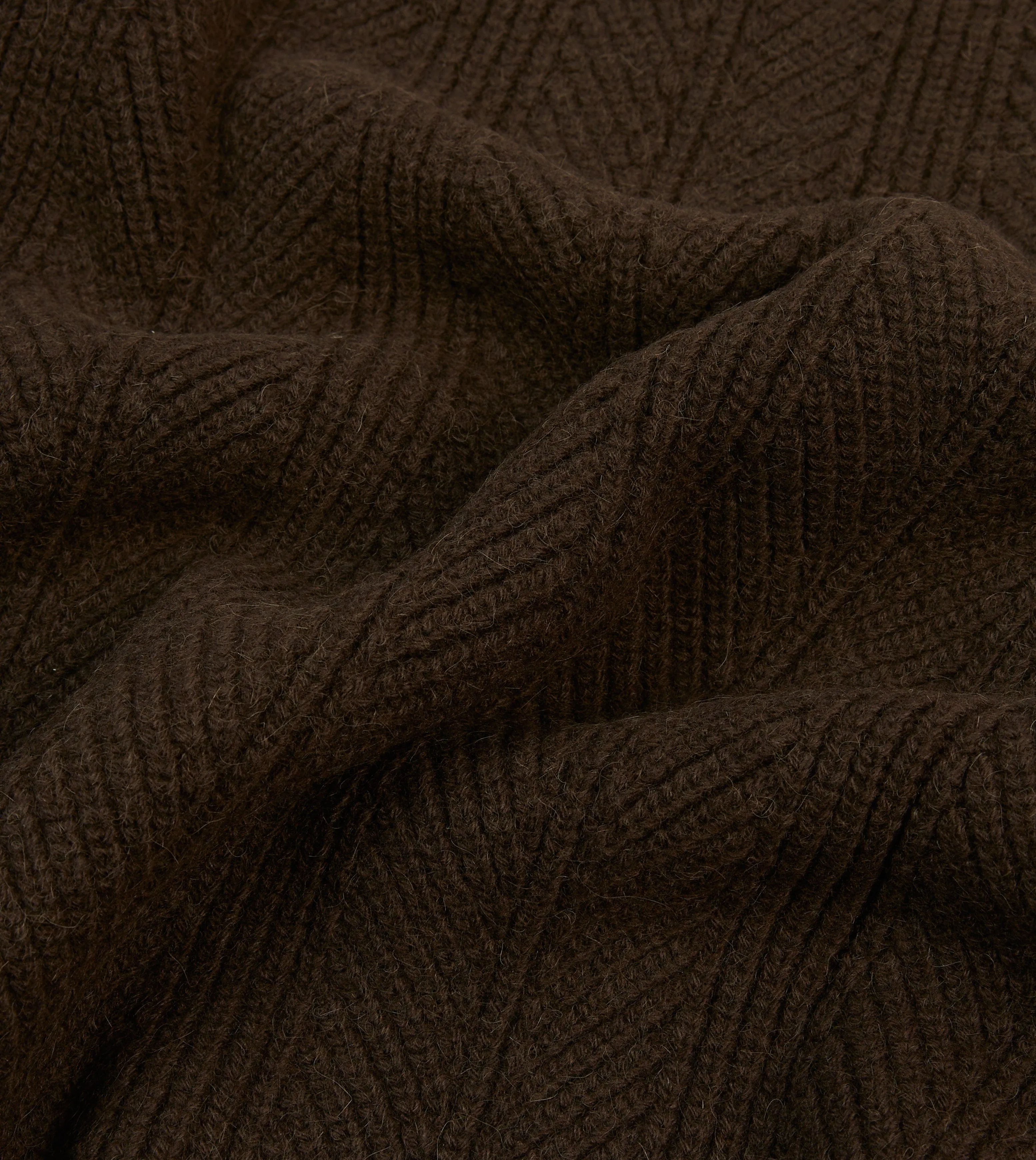 Brown Alpaca Lambswool Integral Collar Jumper