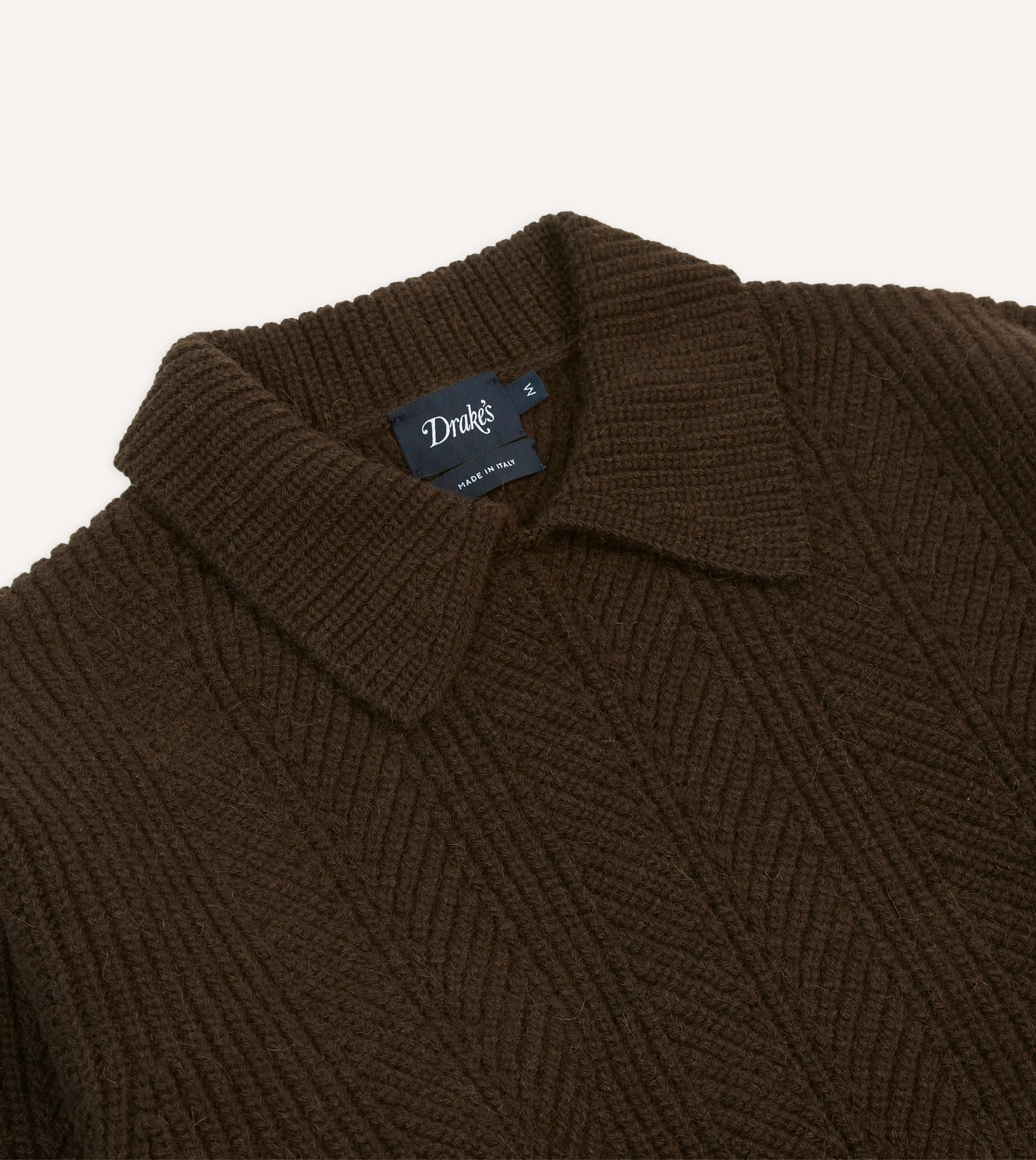 Brown Alpaca Lambswool Integral Collar Jumper