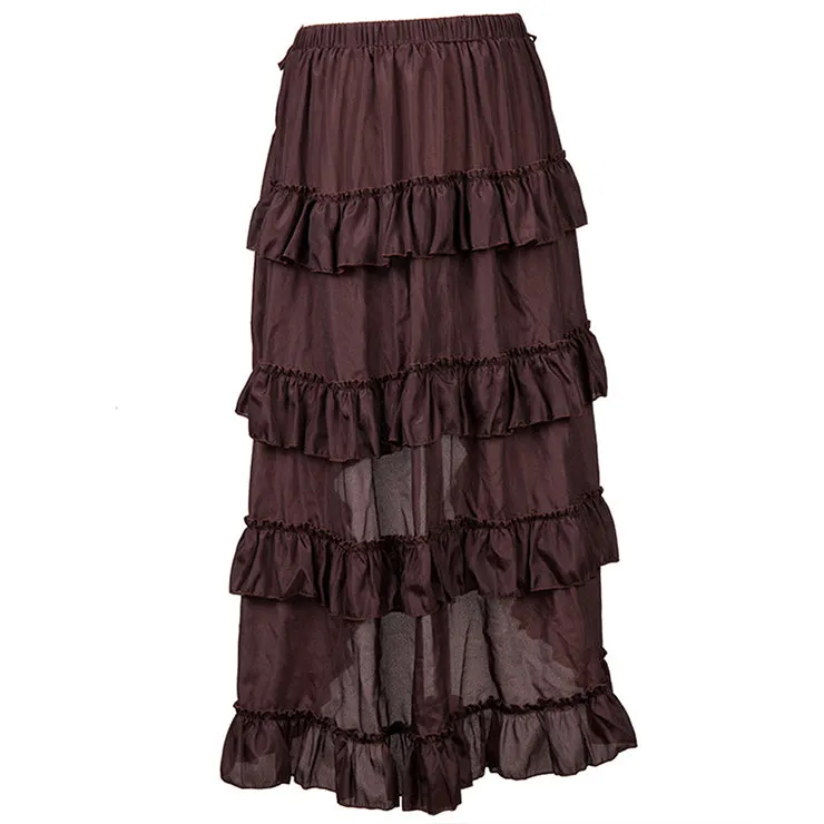 Brown High-Low Steampunk Skirt